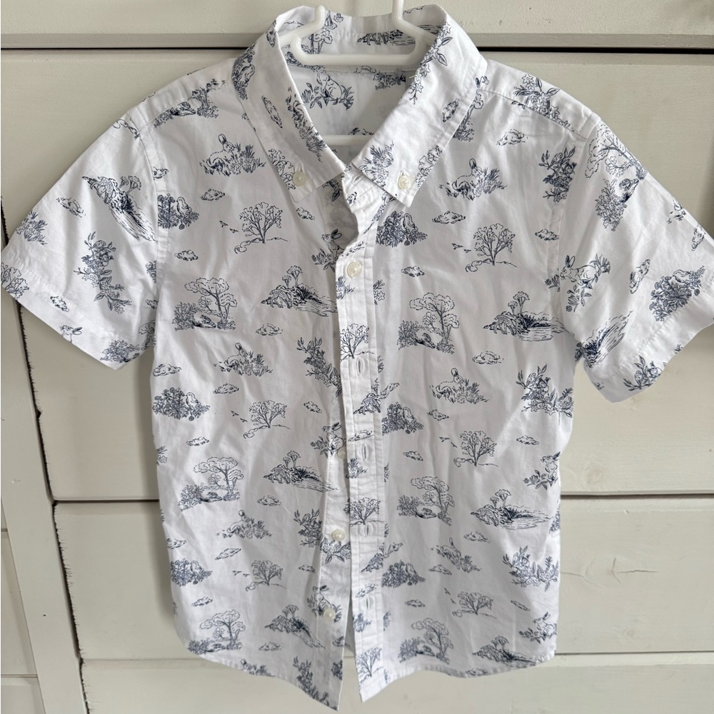 EASTER Janie and Jack white & blue bunny button up